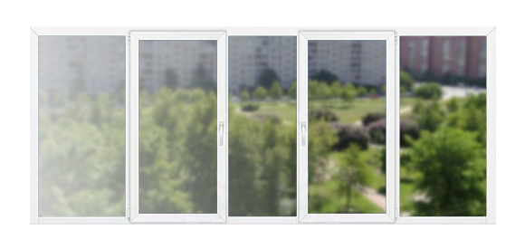 Пятистворчатые балконные рамы ПВХ 600×140 Rehau Grazio